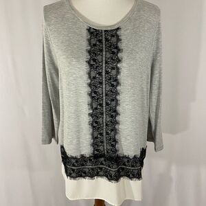NWT Talbots Lace Border Top